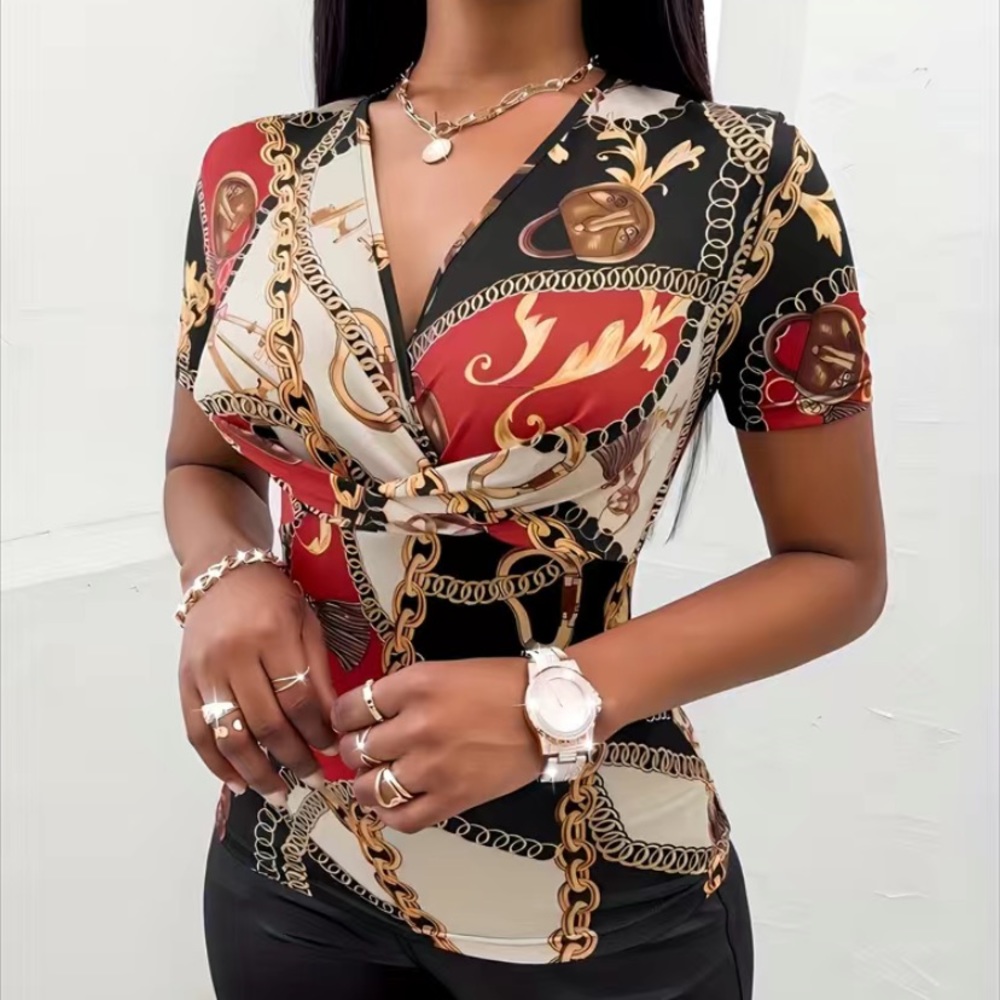Gorgeous Chain print, surplus neck T-shirt